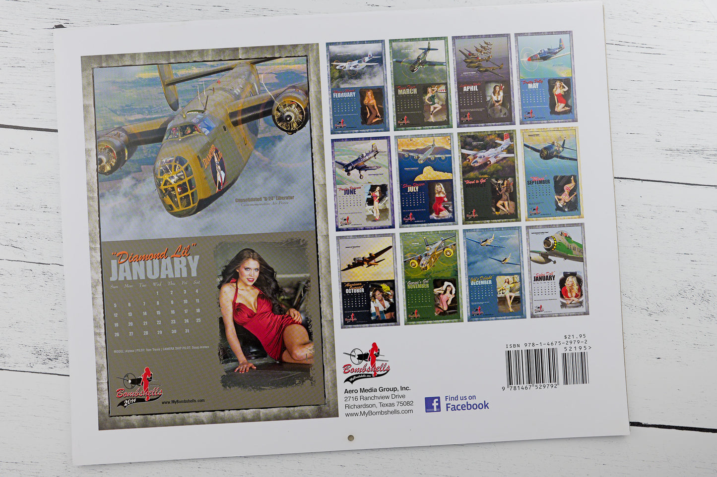 My Bombshells 2014 Warbirds Pin-Up Calendar Back