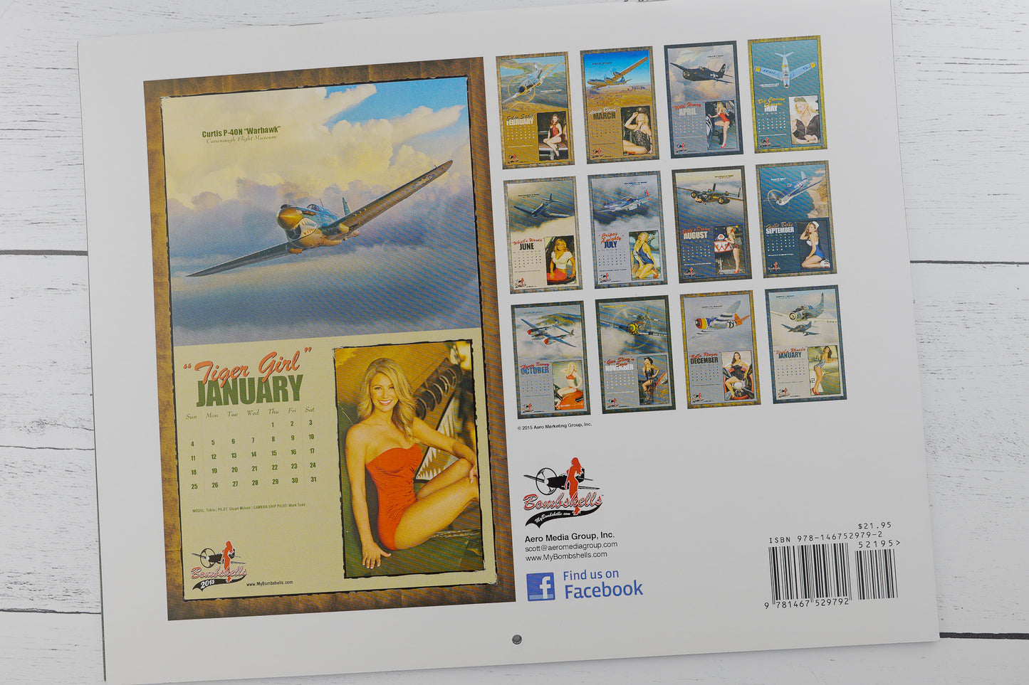 My Bombshells 2015 Warbirds Pin-Up Calendar Back