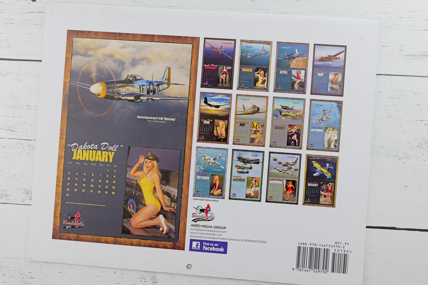 My Bombshells 2016 Warbirds Pin-Up Calendar Back
