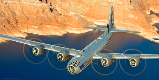 My Bombshells B-29 Superfortress over Cliffs Aviation Fine Art Print