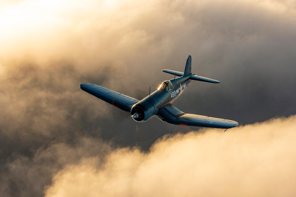 My Bombshells F4U Corsair in Clouds Aviation Fine Art Print