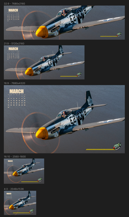 My Bombshells 2019 Warbirds Pin-Up Digital Calendar All Sizes SFW
