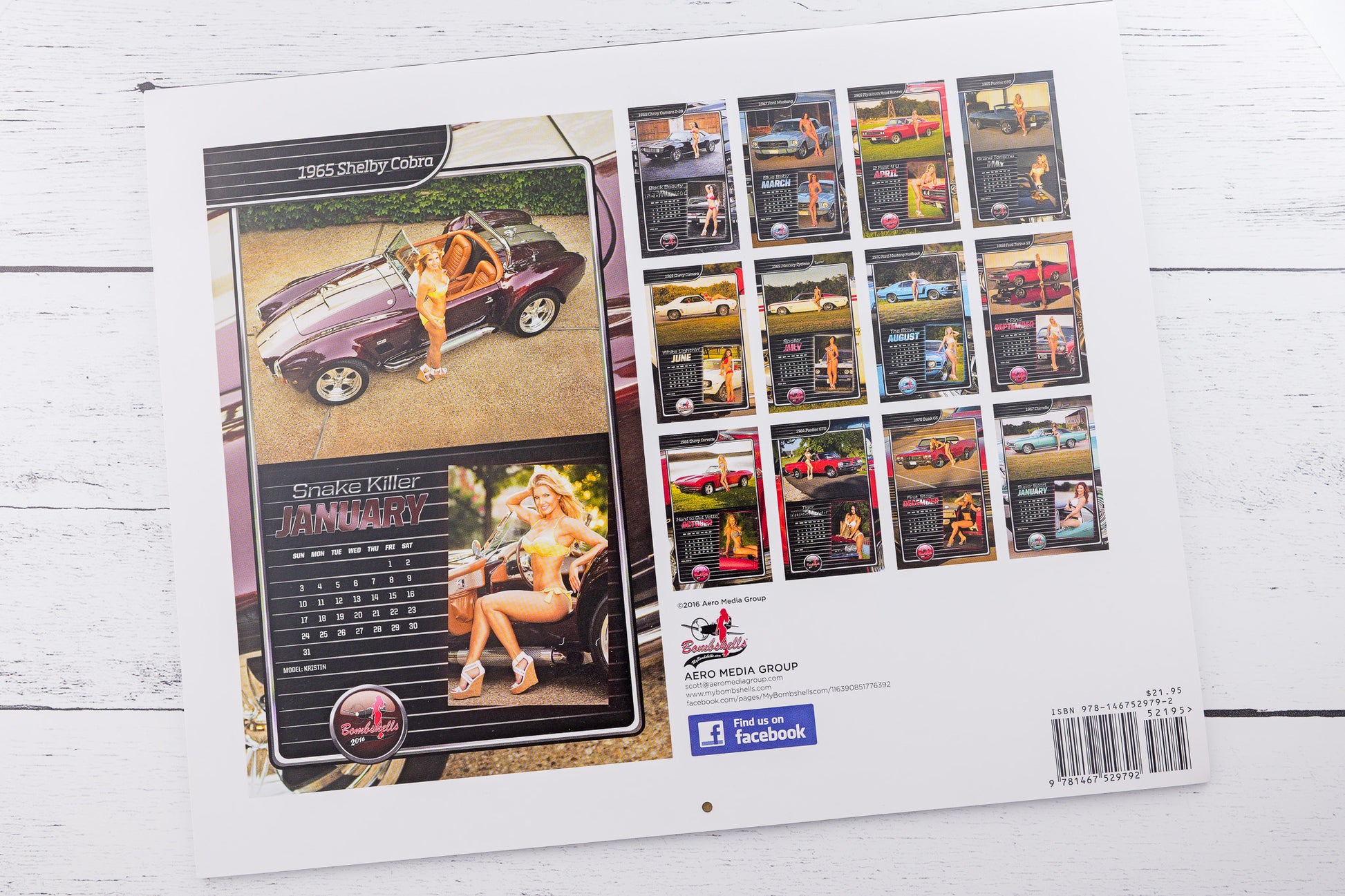 My Bombshells 2016 Car Calendar Pin-Up Calendar Back